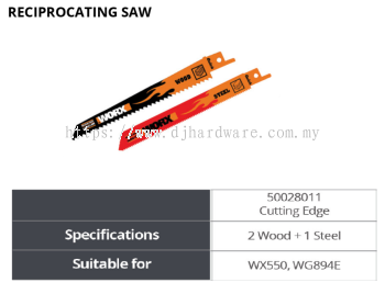 WORX RECIPROCATING SAW CUTTING EDGE 50028011 2 WOOD 1 STEEL WX550 WG894E (WO)