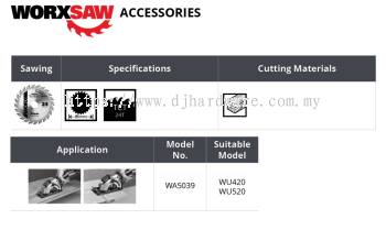 WORX SAW ACCESSORIES SAWING 85MM TCT24T WA5039 WU420 WU520 (WO)