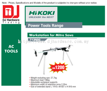 HIKOKI POWER TOOLS RANGE AC TOOLS WORKSTATION FOR MITRE SAWS 712600 (HI)