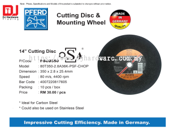 PFERD CUTTING DISC & MOUNTING WHEEL 350MM X 2.8MM X 25.4MM PSCD350 (CL)