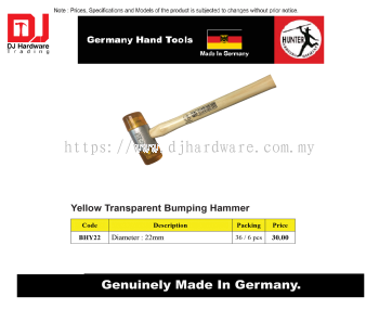 GERMANY HAND TOOLS YELLOW TRANSPARENT BUMPING HAMMER 22MM BHY22 (CL)