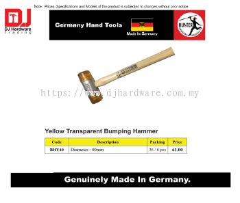 GERMANY HAND TOOLS YELLOW TRANSPARENT BUMPING HAMMER 40MM BHY40 (CL)