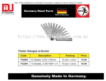 GERMANY HAND TOOLS FEELER GAUGES W SCREW 13BLADES 2 35 1000 X 4 FG200 (CL)