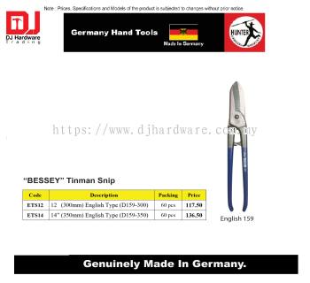 GERMANY HAND TOOLS BESSEY TINMAN SNIP ENGLISH TYPE 300MM D159 300 ETS12 (CL)