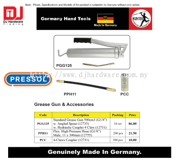 GERMANY HAND TOOLS GREASE GUN & ACCESSORIES FLEX HIGH PRESSURE HOSE MALE 11 X 300MM PPH11 (CL)