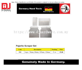 GERMANY HAND TOOLS PAJARITO SCRAPER SET 4PCS 50MM 80MM 105MM 120MM PJS (CL)