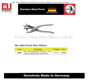GERMANY HAND TOOLS REV BELT PUNCH PLIER 225MM BRIGHT B COLOURED BOX HRBP (CL)