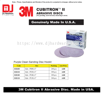 3M GENUINE CUBITRON II ABRASIVE DISCS PURPLE CLEAN SANDING DISC HOOKIT 6'' P120 3SD120 (CL)