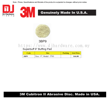 3M GENUINE CUBITRON II ABRASIVE DISCS SUPERBUFF 9'' BUFFING PAD 5703 3BP9 (CL)