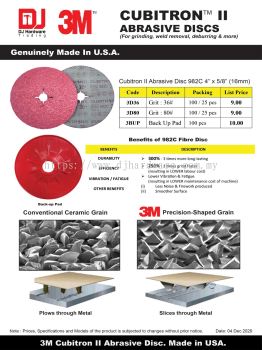 3M CUBITRON II ABRASIVE DISCS GRINDING WELD REMOVAL DEBURRING CUBITRON 982C BACK UP PAD 16MM 3BUP (CL)