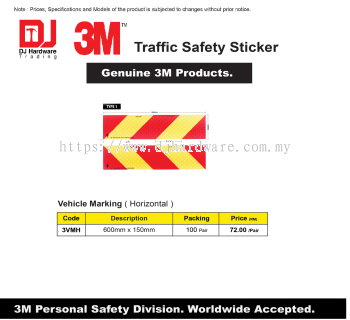 3M GENUINE TRAFFIC SAFETY STICKER VEHICLE MARKING HORIZONTAL 600MM X 150MM 3VMH (CL)