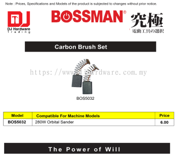 BOSSMAN CARBON BRUSH SET 280W ORBITAL SANDER BOS5032 (CL)