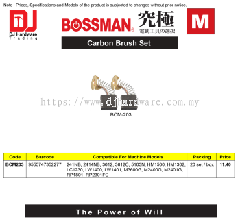 BOSSMAN CARBON BRUSH SET M SERIES BCM203 9555747352277 (CL)