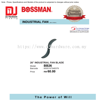 BOSSMAN INDUSTRIAL FAN BLADE 26'' BB26 9555747348379 (CL)