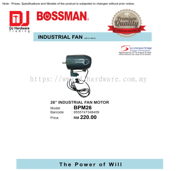 BOSSMAN INDUSTRIAL FAN MOTOR 26'' BPM26 9555747348409 (CL)