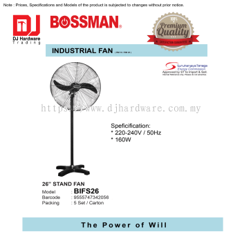 BOSSMAN INDUSTRIAL FAN STAND FAN 26'' BIFS26 9555747342056 (CL)