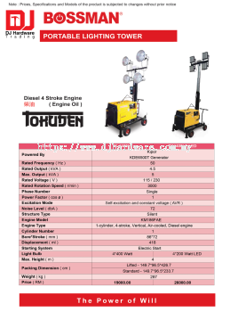 BOSSMAN PORTABLE LIGHTING TOWER DIESEL 4 STROKE ENGINE OIL TK4400LT 4.400 WATT (CL)