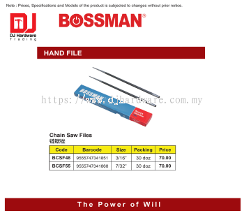 BOSSMAN CHAIN SAW FILES 4.76MM BTSF48 9555747341851 (CL)