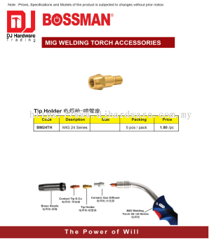 BOSSMAN MIG WELDING TORCH ACCESSORIES TIP HOLDER MIG 24 SERIES BM24TH (CL)