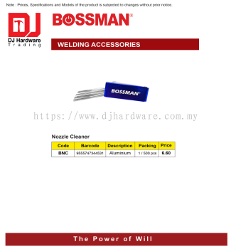 BOSSMAN WELDING ACCESSORIES NOZZLE CLEANER ALUMINIUM BNC 9555747344531 (CL)