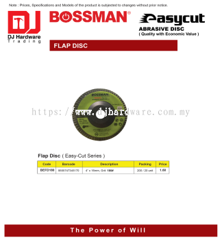 BOSSMAN FLAP DISC EASY CUT SERIES BEFD180 4'' X 16MM 9555747345170 (CL)