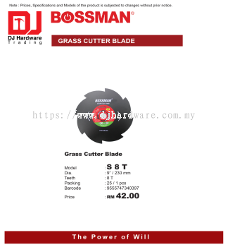 BOSSMAN GRASS CUTTER BLADE S8T 230MM 8T 9555747340397 (CL)