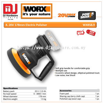 WORX 20V 178MM ELECTRIC POLISHER WX858.9