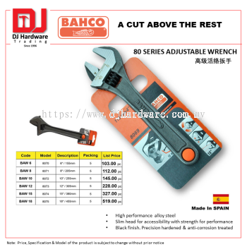 BAHCO A CUT ABOVE THE REST 80 SERIES ADJUSTABLE WRENCH BAW 6 8070 155MM (CL)