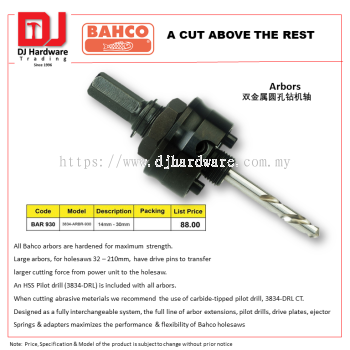 BAHCO A CUT ABOVE THE REST ARBORS BAR930 14MM 30MM 3834 ARBR 930 (CL)