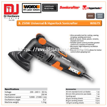 WORX 250W UNIVERSAL & HYPERLOCK SONICRAFTER WX679 (WO)