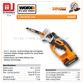 WORX 20V HANDY SAW WG894E (WO)