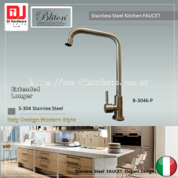 BLITON STAINLESS STEEL KITCHEN FAUCET ITALY ELEGANT DESIGN EXTENDED LONGER S 304 B 3046 P (CTRIUMP)