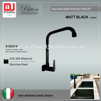 BLITON STAINLESS STEEL KITCHEN FAUCET ITALY ELEGANT DESIGN MATT BLACK SERIES SUS 304 B 2022 W (CTRIUMP)