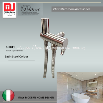 BLITON VAGO BATHROOM ACCESSORIES ITALY MODERN HOME DESIGN  ANGLE VALVE SET SATIN STEEL COLOUR B 1011 (CTRIUMP)