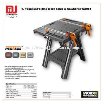 WORX PEGASUS FOLDING WORK TABLE & SAWHORSE WX051 (WO)