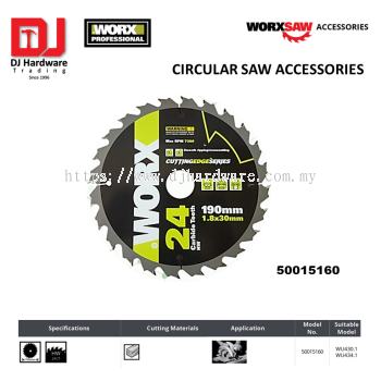 WORX CIRCULAR SAW ACCESSORIES SAWING 190MM HW24CT 50015160 WU430.1 WU434.1 (WO)