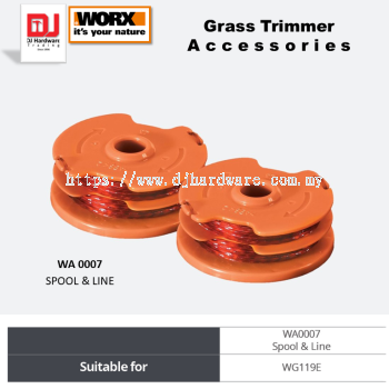 WORX GRASS TRIMMER ACCESSORIES SPOOL & LINE WA0007 WG119E (WO)