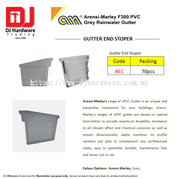 ARENSI MARLEY F300 PVC GREY RAINWATER GUTTER END STOPER AEC (CL)