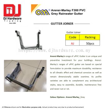 ARENSI MARLEY F300 PVC GREY RAINWATER GUTTER JOINER AJ (CL)