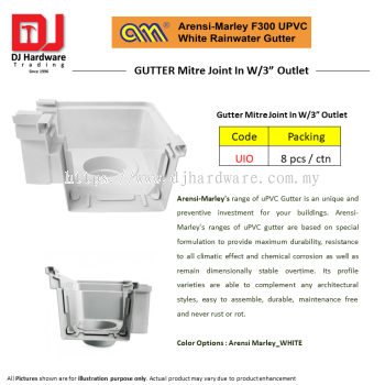 ARENSI MARLEY F300 UPVC WHITE RAINWATER GUTTER MITRE JOINT IN W3 OUTLET UIO (CL)