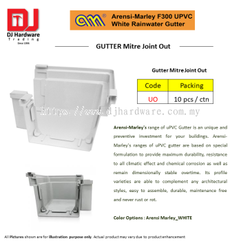 ARENSI MARLEY F300 UPVC WHITE RAINWATER GUTTER MITRE JOINT OUT UO (CL)