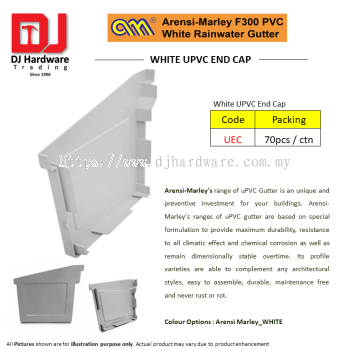 ARENSI MARLEY F300 PVC WHITE RAINWATER GUTTER WHITE UPVC END CAP UEC (CL)