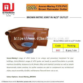 ARENSI MARLEY F370 PVC BROWN RAINWATER GUTTER BROWN MITRE JOINT IN W3 OUTLET BIO (CL)