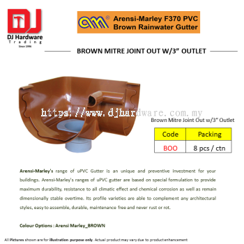 ARENSI MARLEY F370 PVC BROWN RAINWATER GUTTER BROWN MITRE JOINT OUT  W3 OUTLET BOO (CL)