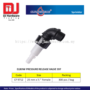 CL WATERWARE SPRINKLER ELBOW PRESSURE RELEASE VALVE S97 CF9712 (CL)