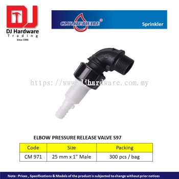 CL WATERWARE SPRINKLER ELBOW PRESSURE RELEASE VALVE S97 CM971 (CL)