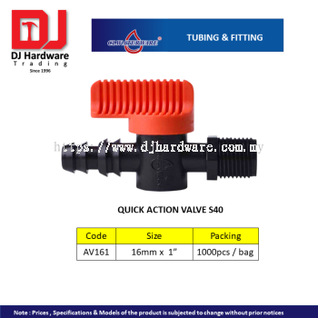 CL WATERWARE TUBING & FITTING QUICK ACTION VALVE S40 AV161 (CL)