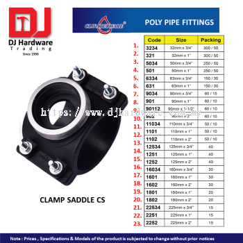 CL WATERWARE  POLY PIPE FITTINGS CLAMP SADDLE CS (CL)