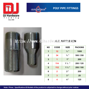 CL WATERWARE  POLY PIPE FITTINGS KC NIPPLE KCN (CL)