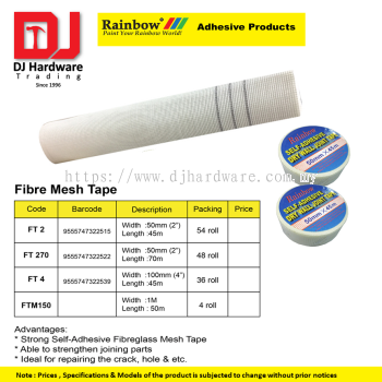 RAINBOW ADHESIVE PRODUCTS FIBRE MESH TAPE (CL)